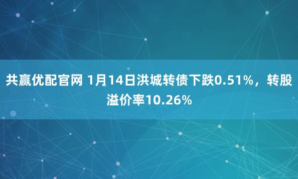 共赢优配官网 1月14日洪城转债下跌0.51%，转股溢价率10.26%